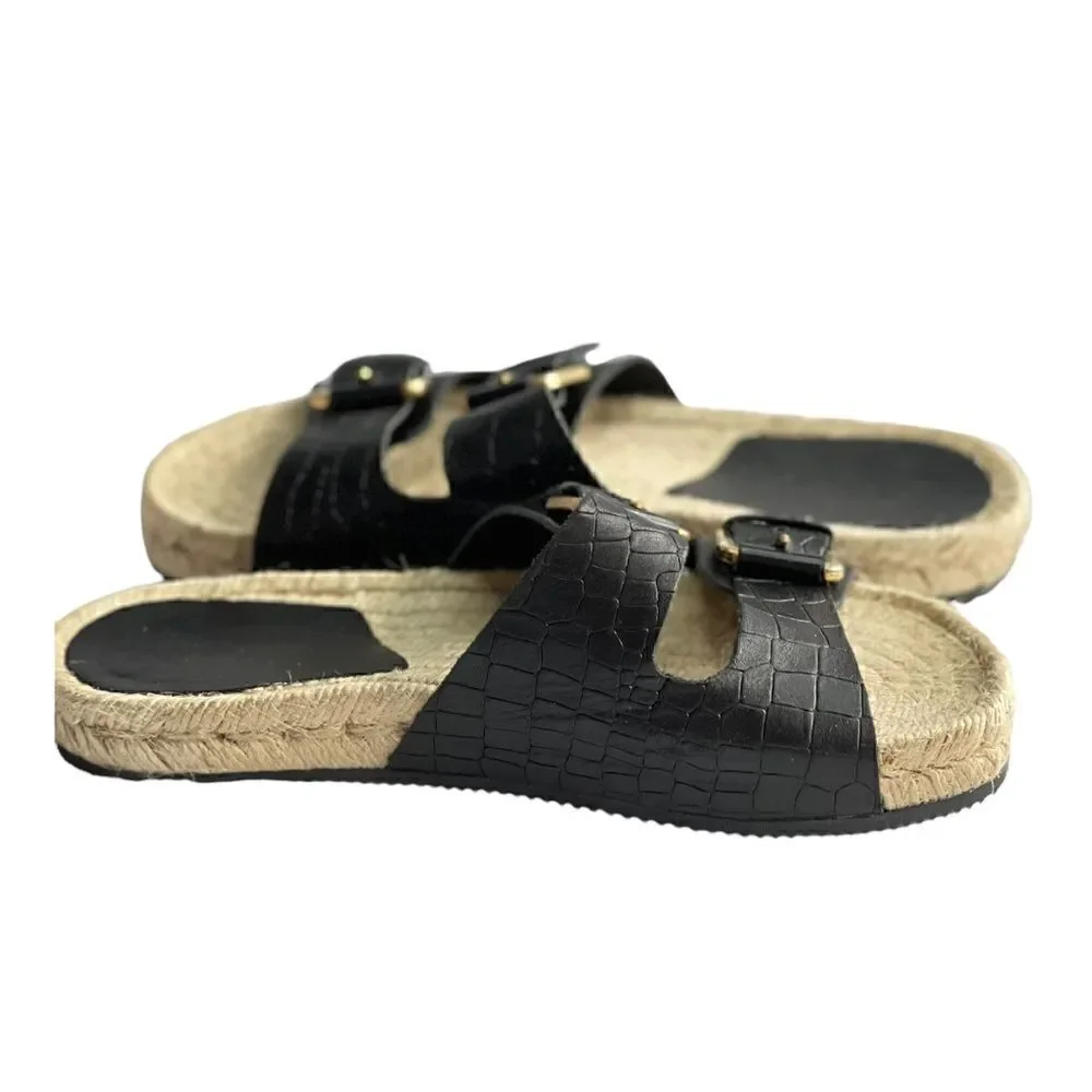 ALDO Buckle Black Sandal with Espadrille Sole NWT